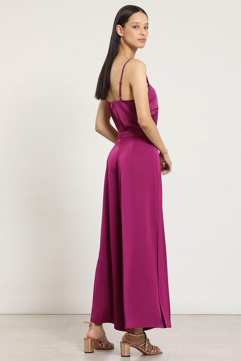 Pantalon palazzo, satin, violeta Liola-3
