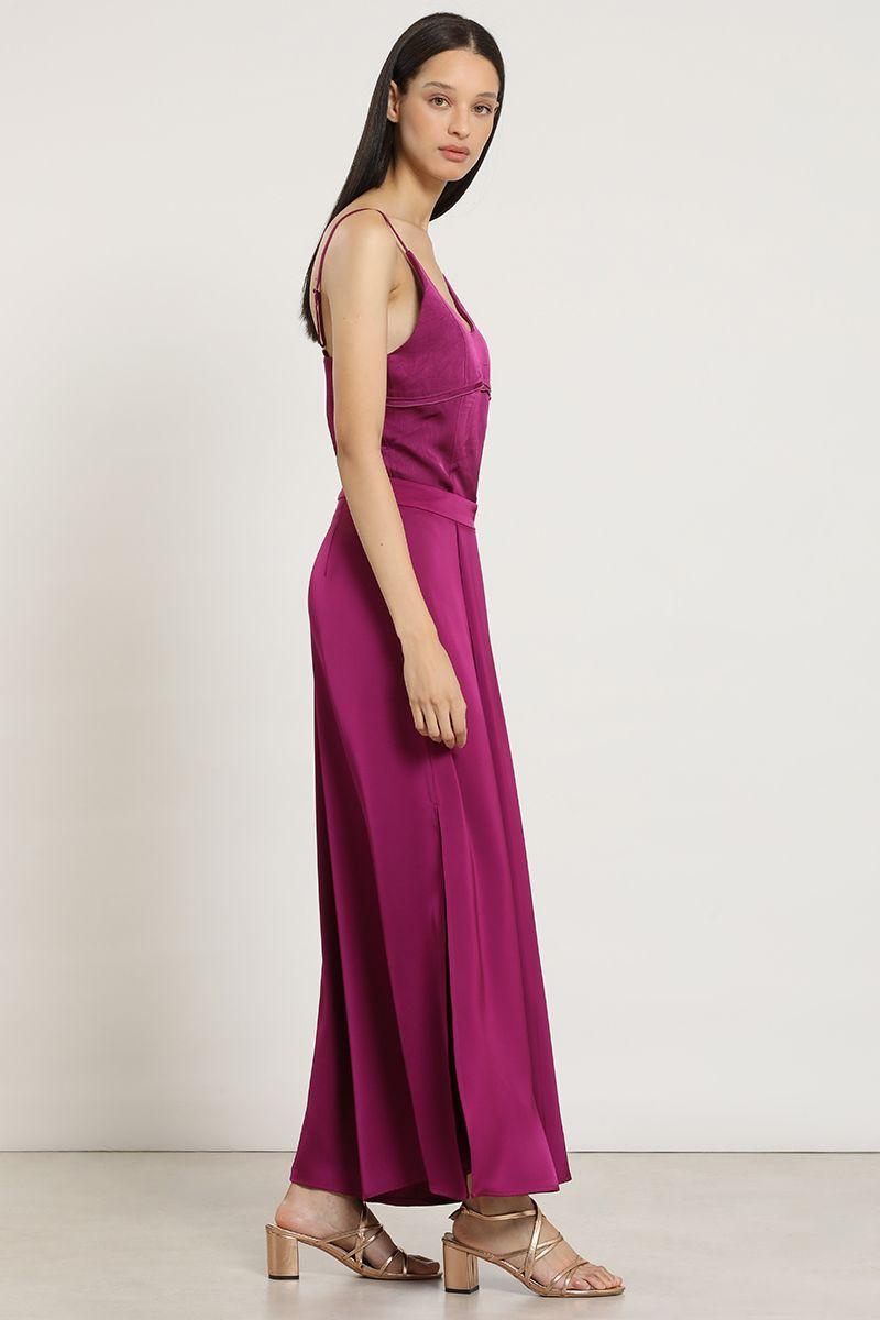 Pantalon palazzo, satin, violeta Liola-4
