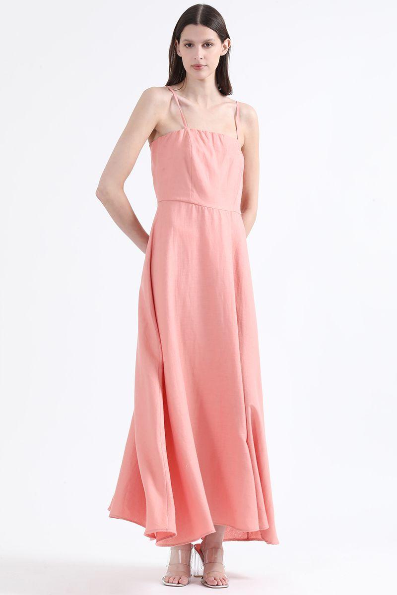 Vestido Maxi Pabilo Lino, Rosa, Colección Italia Liola-0
