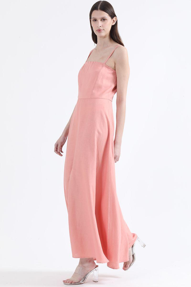 Vestido Maxi Pabilo Lino, Rosa, Colección Italia Liola-4