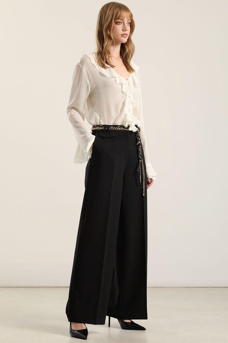 Pantalón amplio, tiro alto, negro Liola-0