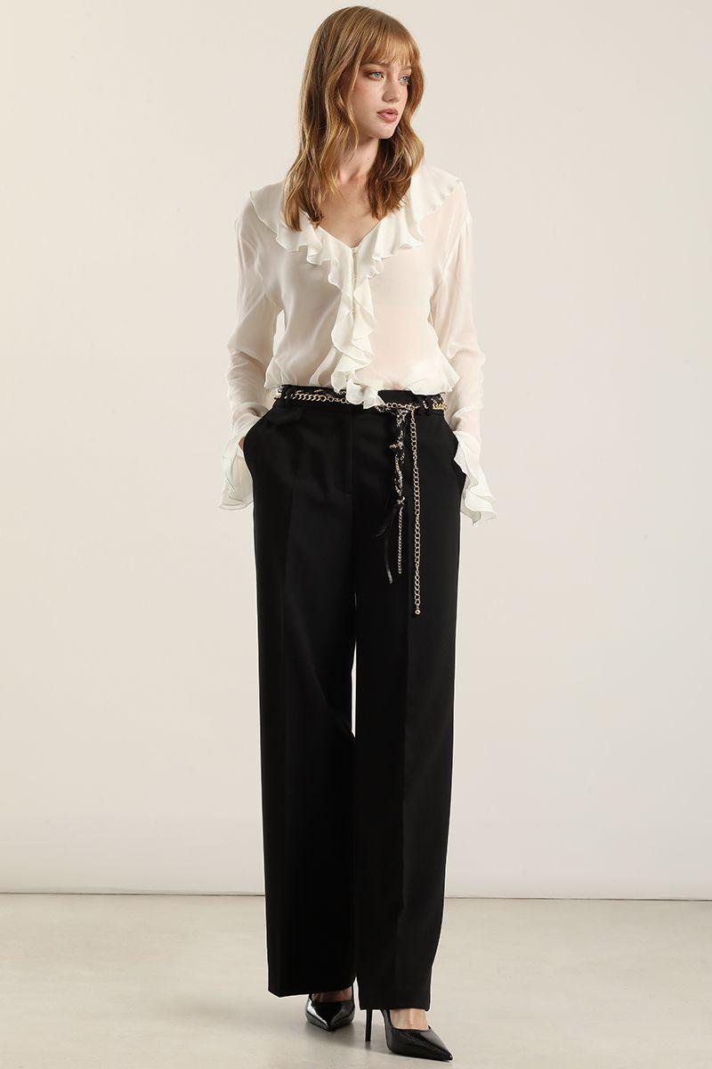 Pantalón amplio, tiro alto, negro Liola-1