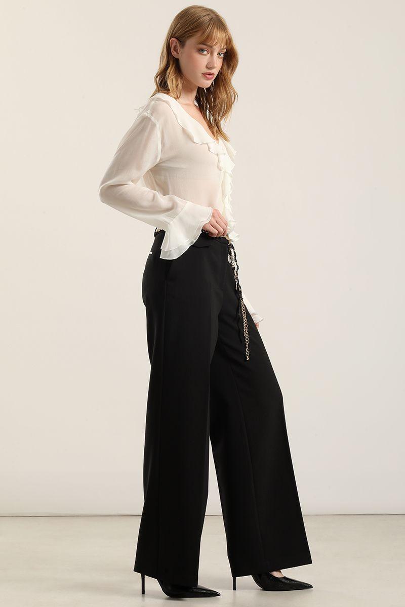 Pantalón amplio, tiro alto, negro Liola-3