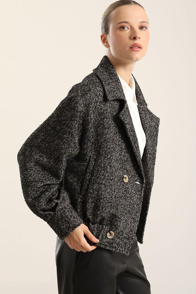 Chaqueta bomber fantasía espiga, negro  Liola-0