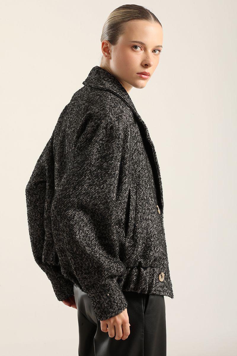 Chaqueta bomber fantasía espiga, negro  Liola-5