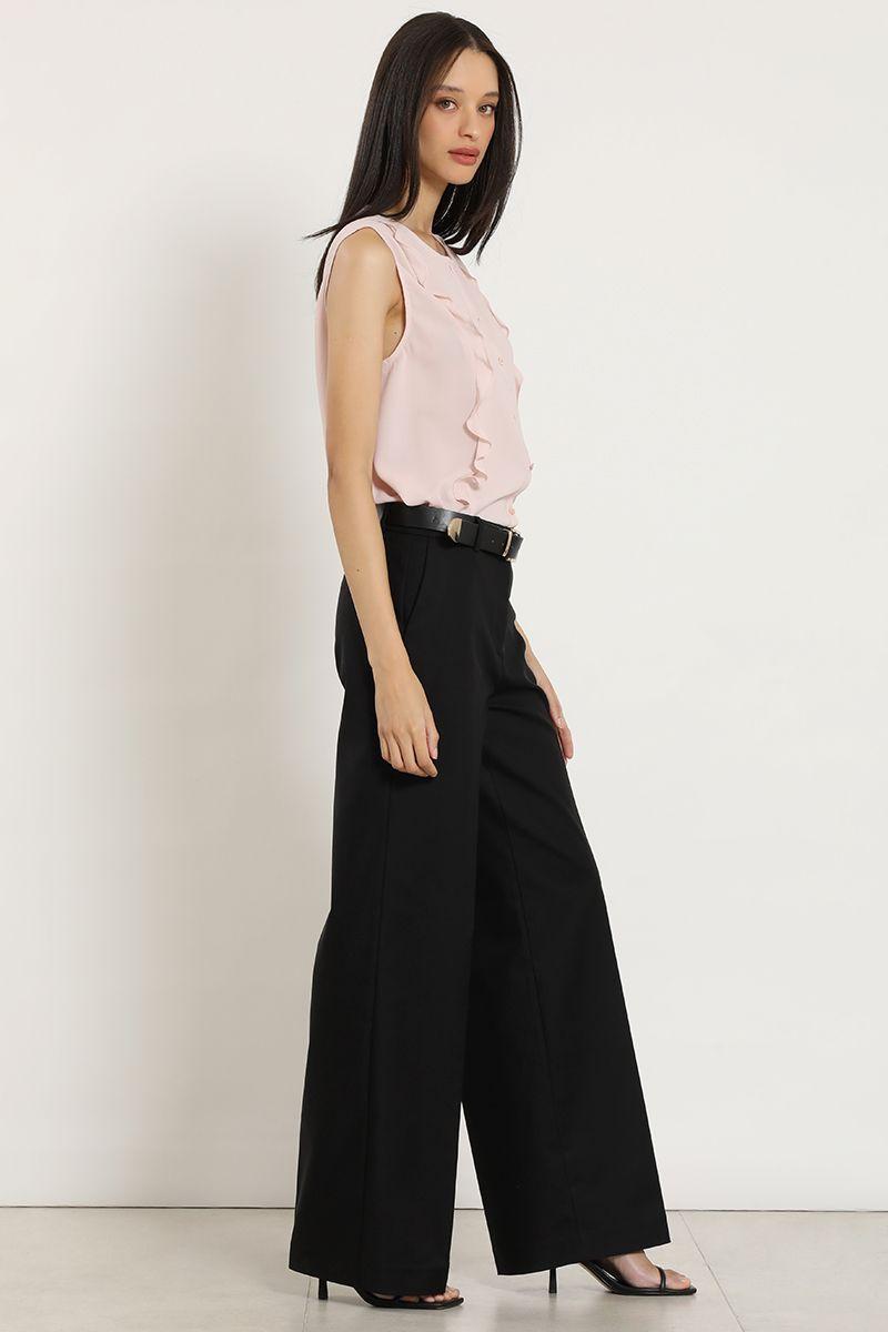 Pantalon recto, basico, negro Liola-4