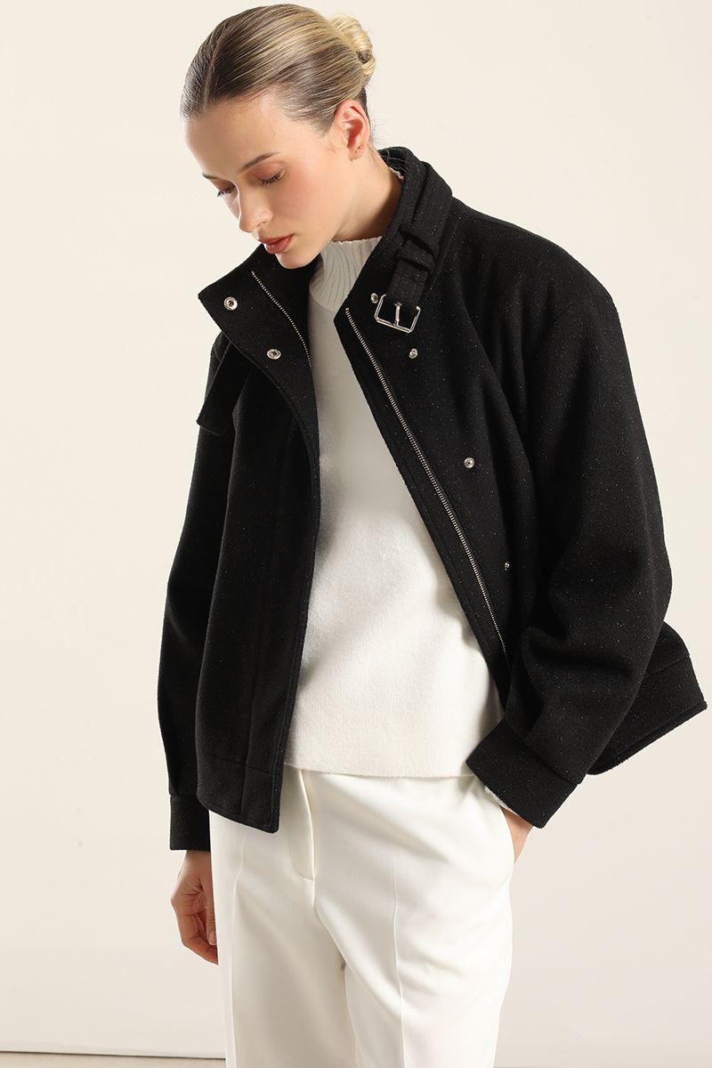 Chaqueta Bomber, Muflon Fantasia Negro Liola-3
