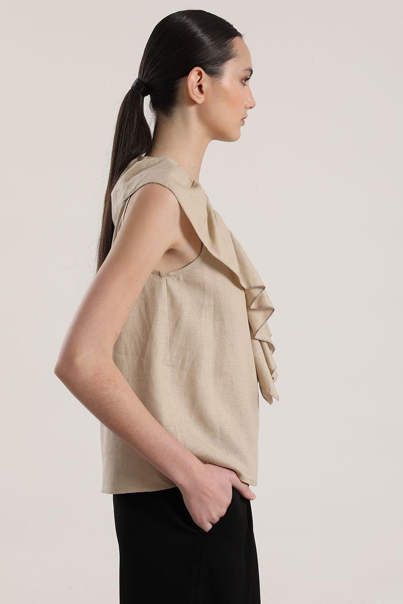 Blusa lino liola mujer beige-5