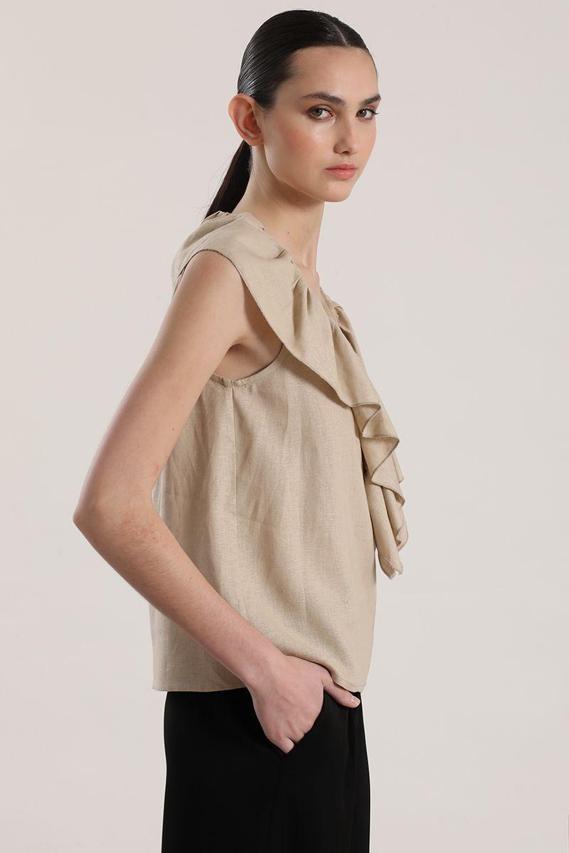 Blusa lino liola mujer beige-6