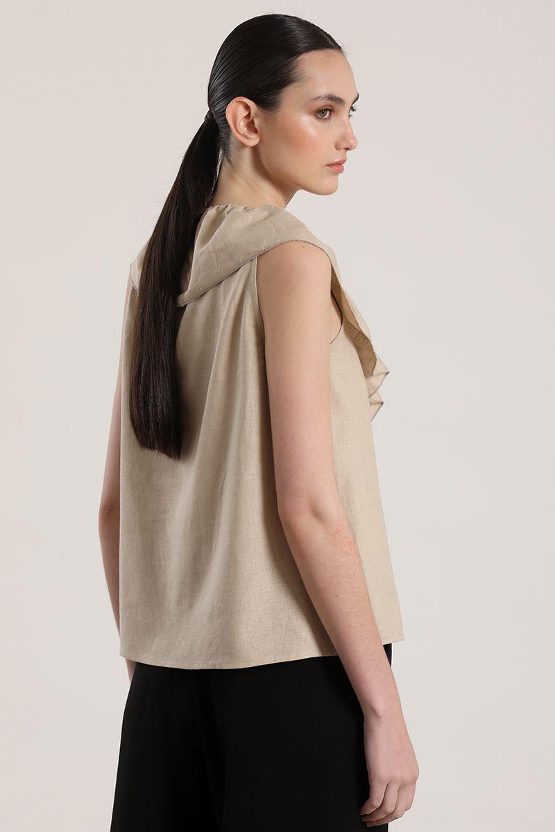Blusa lino liola mujer beige-7