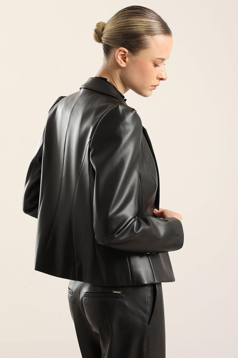 Blazer entallado, efecto cuero, negro Liola-3