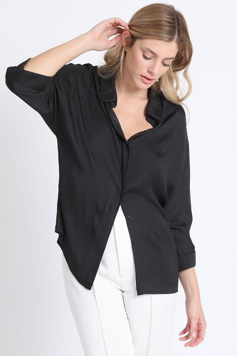 Camisa Satinada Negra Liola-0