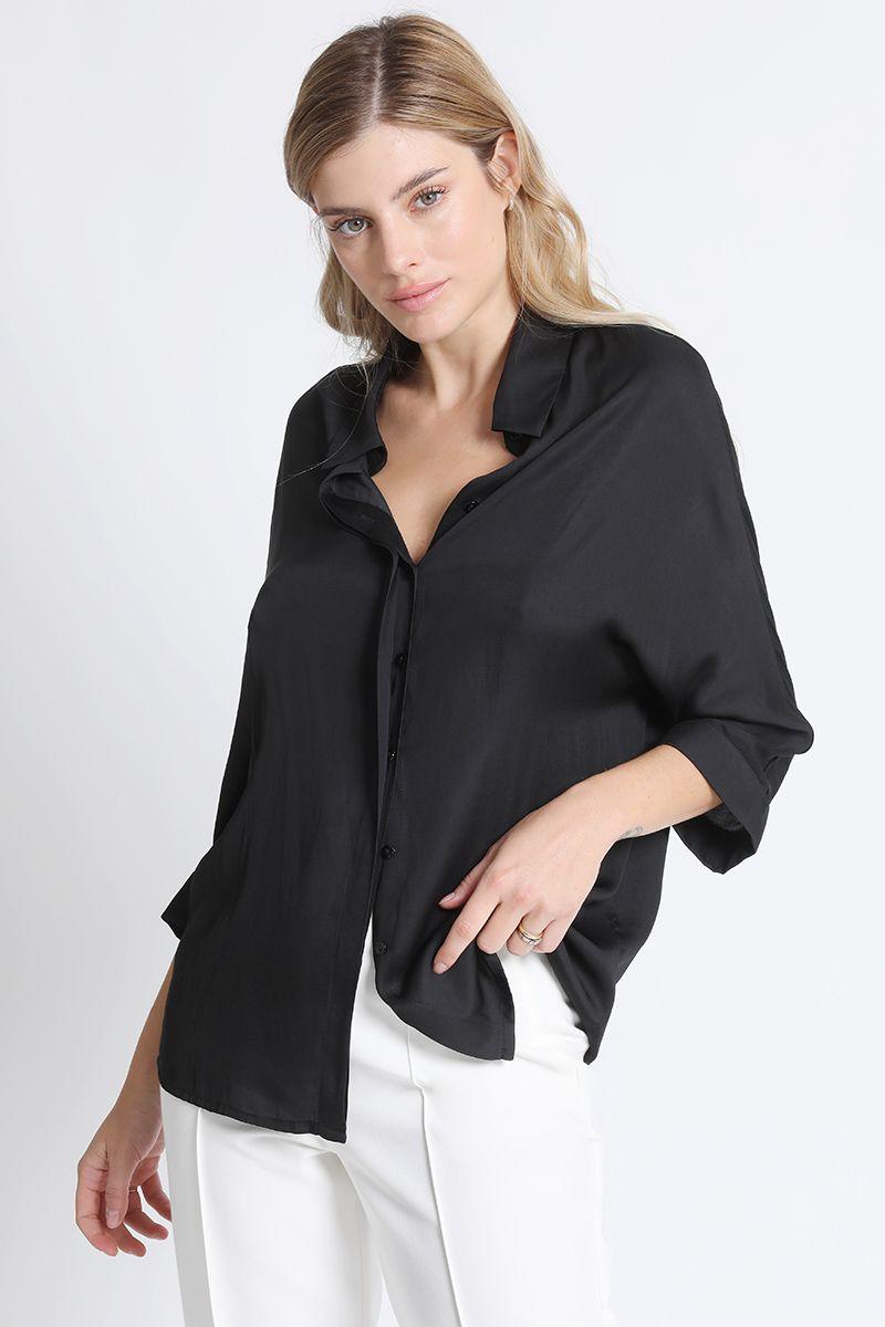 Camisa Satinada Negra Liola-1