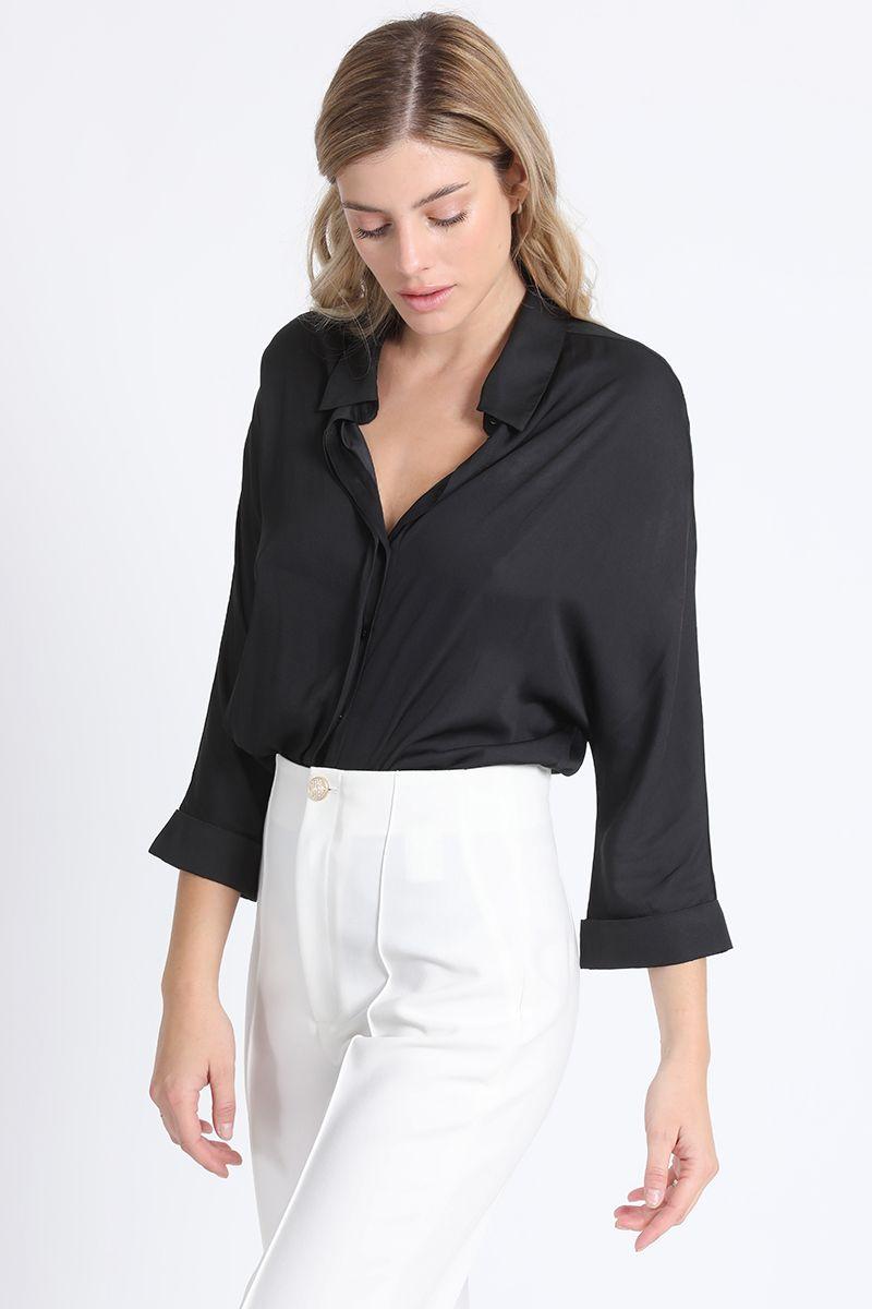 Camisa Satinada Negra Liola-2