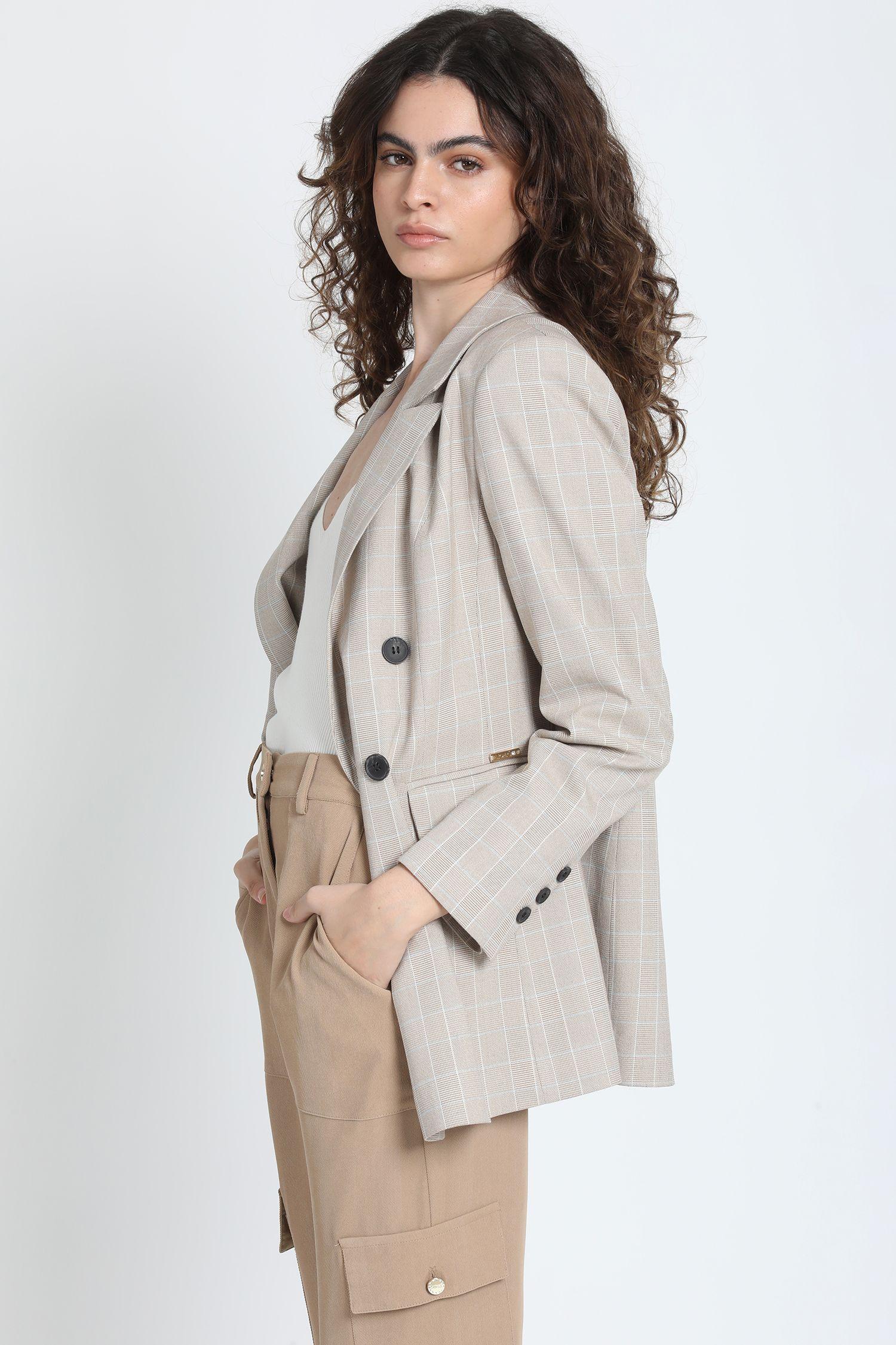 Blazer Cruzado Principe De Gales Beige Liola-3