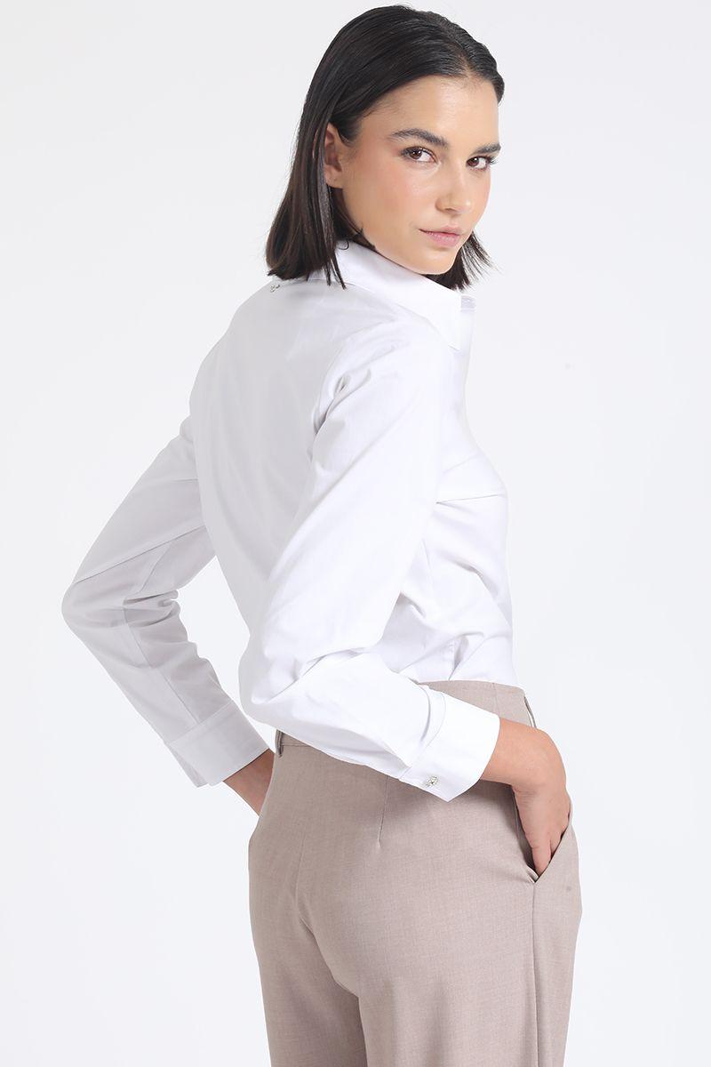 Camisa Basica Algodón Poplin, Boton Joya, Crudo Liola-2