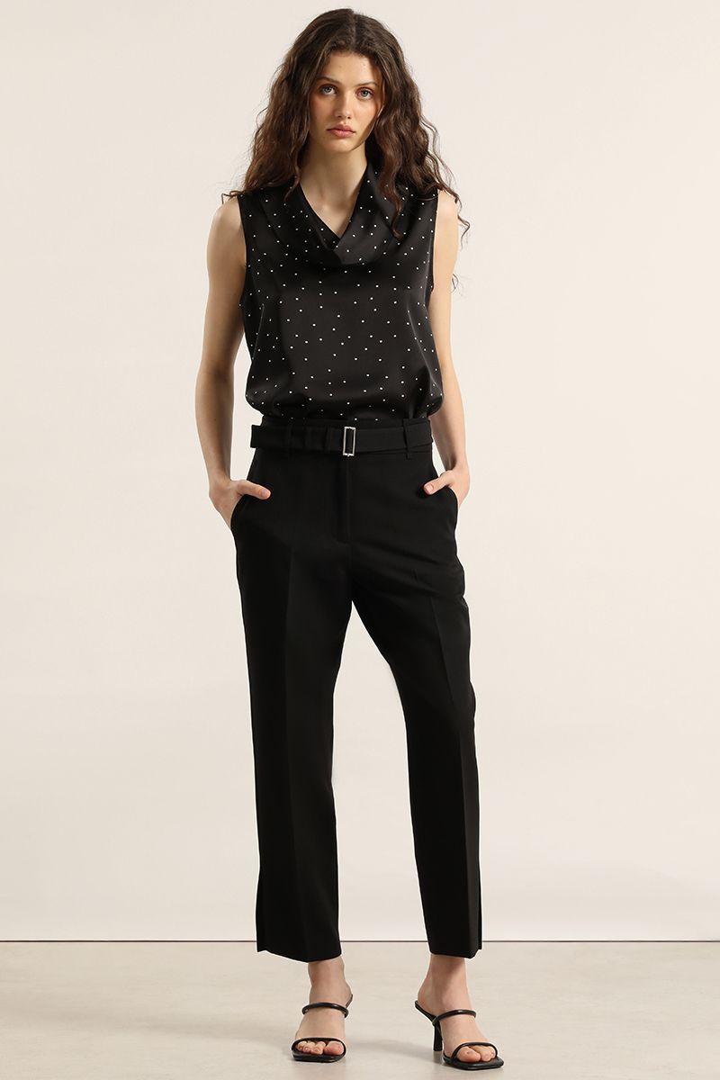 Pantalon sastre con cinturon, negro Liola-0