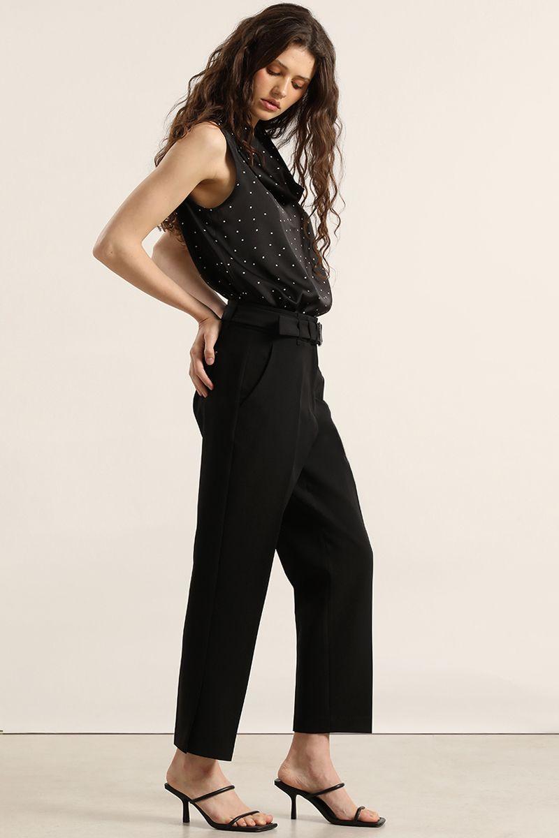 Pantalon sastre con cinturon, negro Liola-2