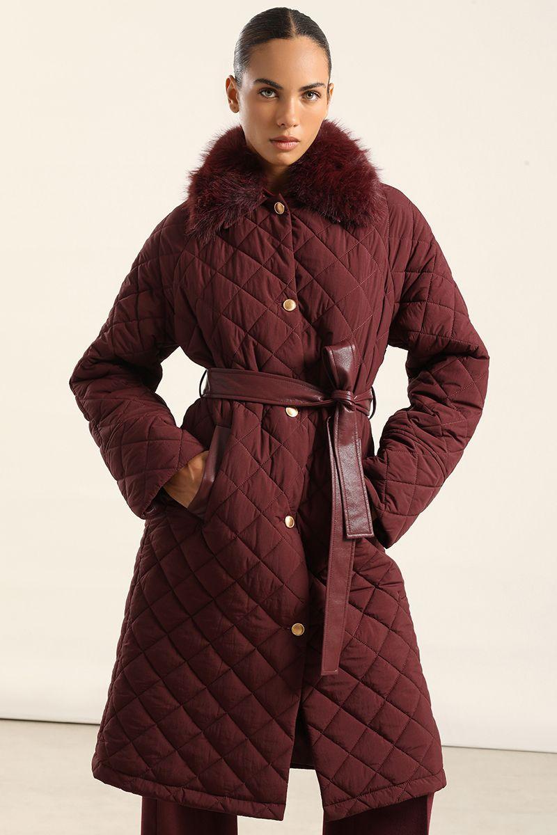 Parka Larga , Matelasse Rombo, Burdeo Liola-4