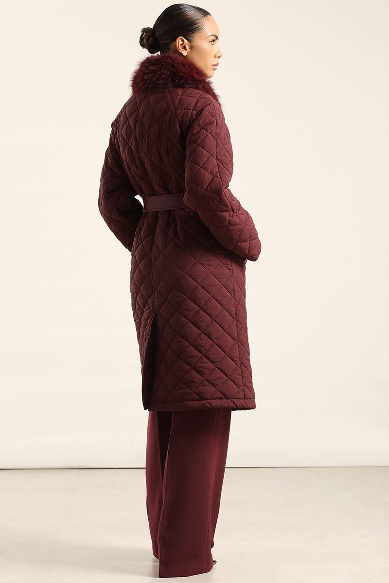 Parka Larga , Matelasse Rombo, Burdeo Liola-5