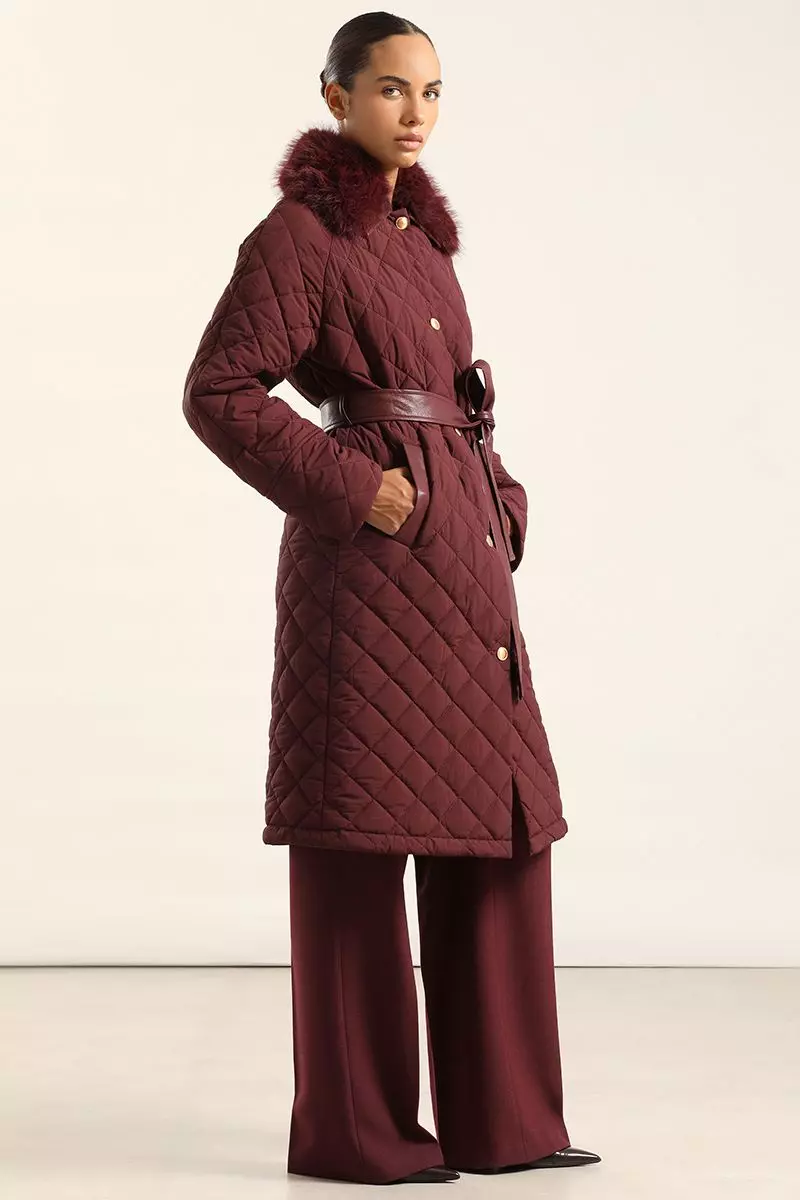 Parka Larga , Matelasse Rombo, Burdeo Liola-6