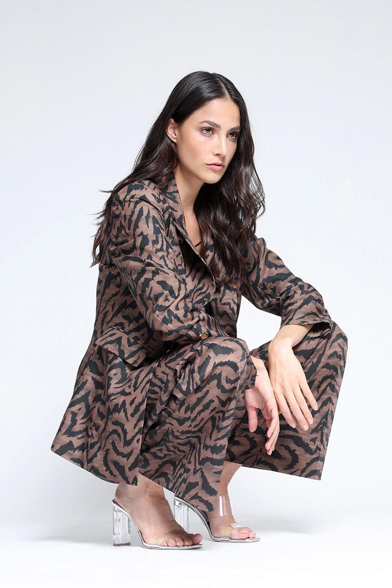 Pantalon Ancho Estampado Animal Café Liola-3
