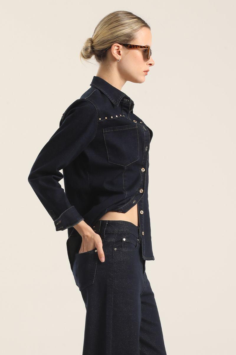 Camisa Denim Tachas, Indigo Liola-1