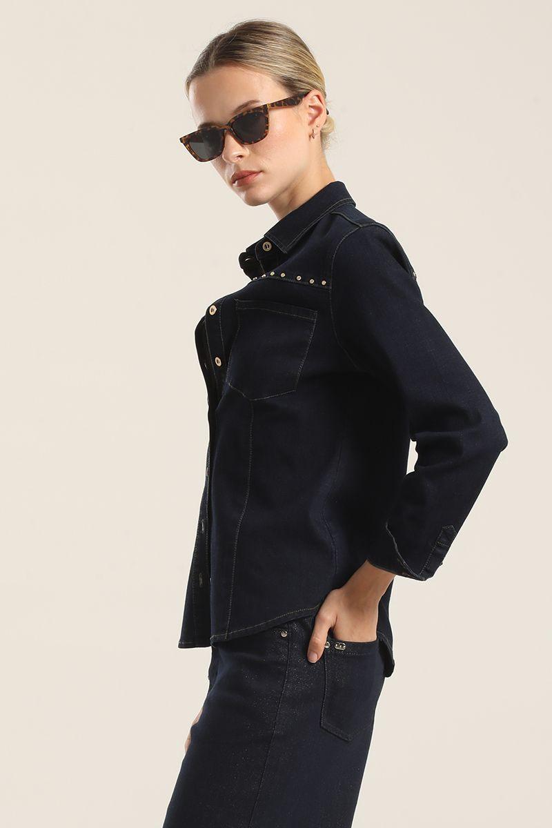 Camisa Denim Tachas, Indigo Liola-3