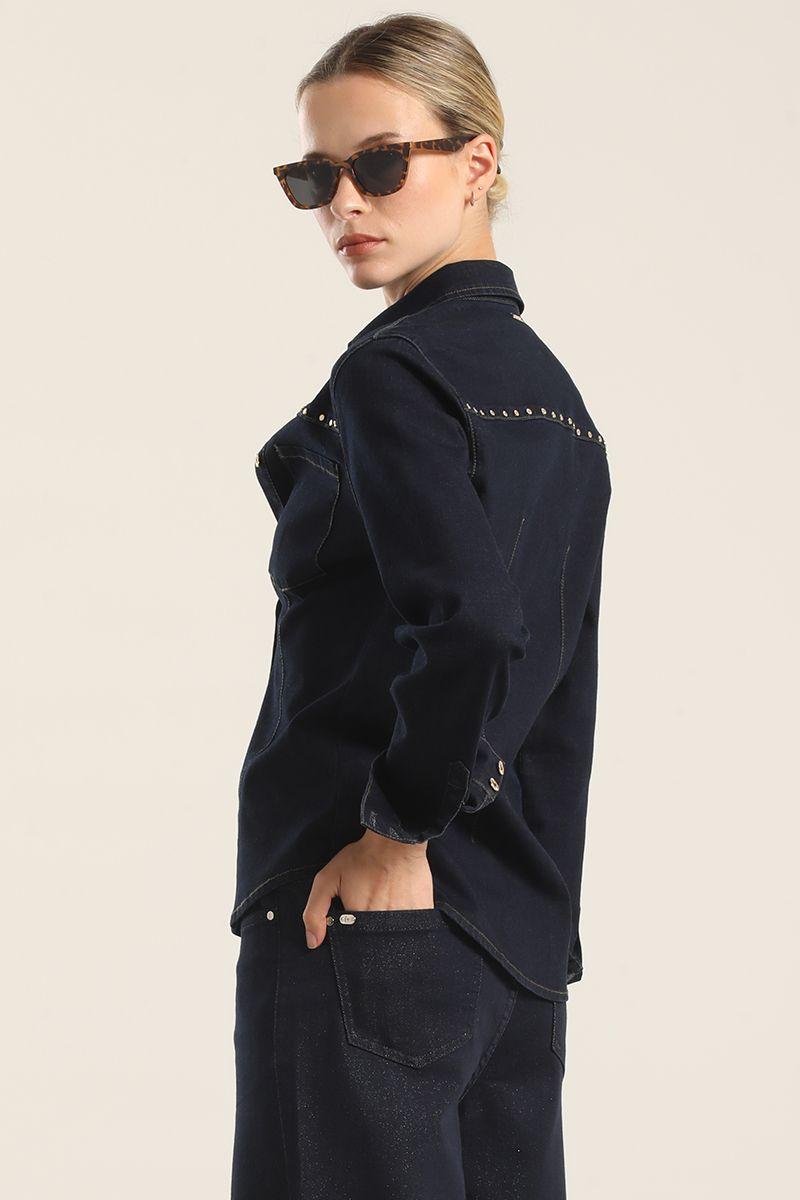 Camisa Denim Tachas, Indigo Liola-4