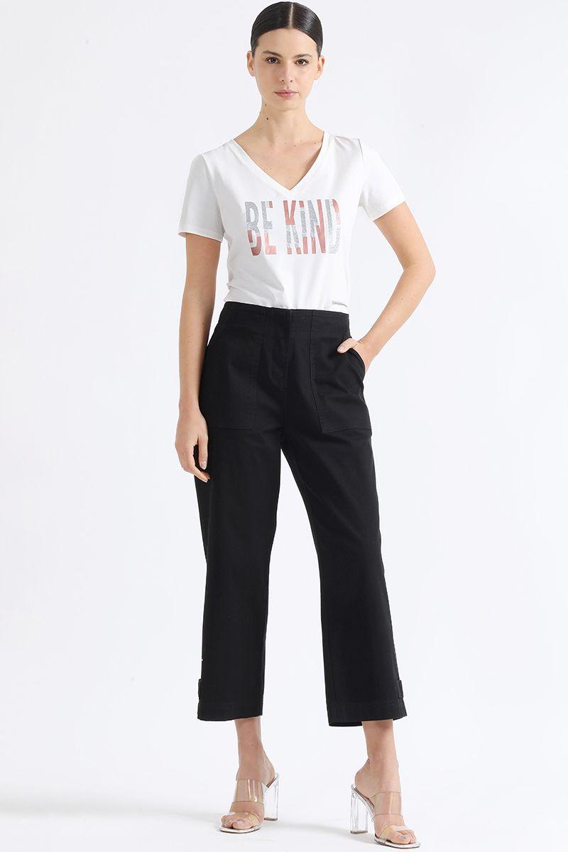 Pantalon Recto Tiro Alto, Cargo, Negro Liola-1