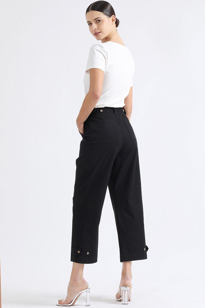 Pantalon Recto Tiro Alto, Cargo, Negro Liola-3
