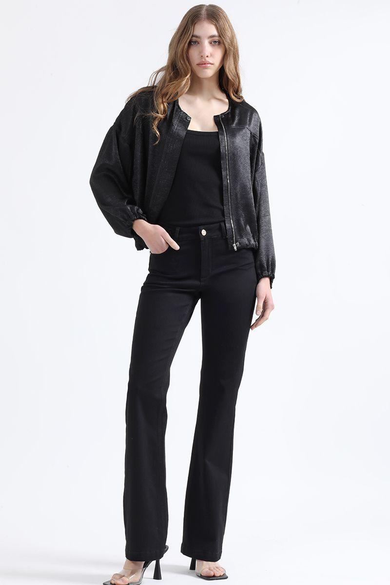 Chaqueta Bomber Satin Fantasia, Negro Liola-1
