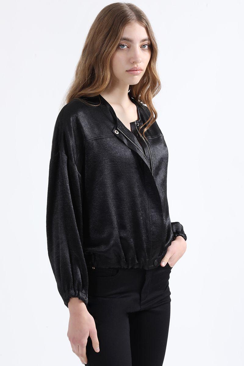 Chaqueta Bomber Satin Fantasia, Negro Liola-2