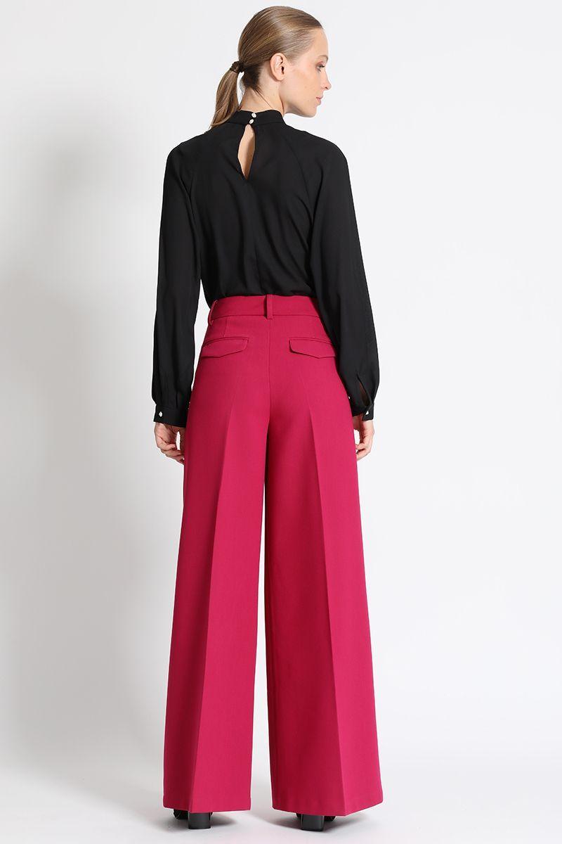 Pantalón Ancho Tiro Alto Fucsia Liola-4