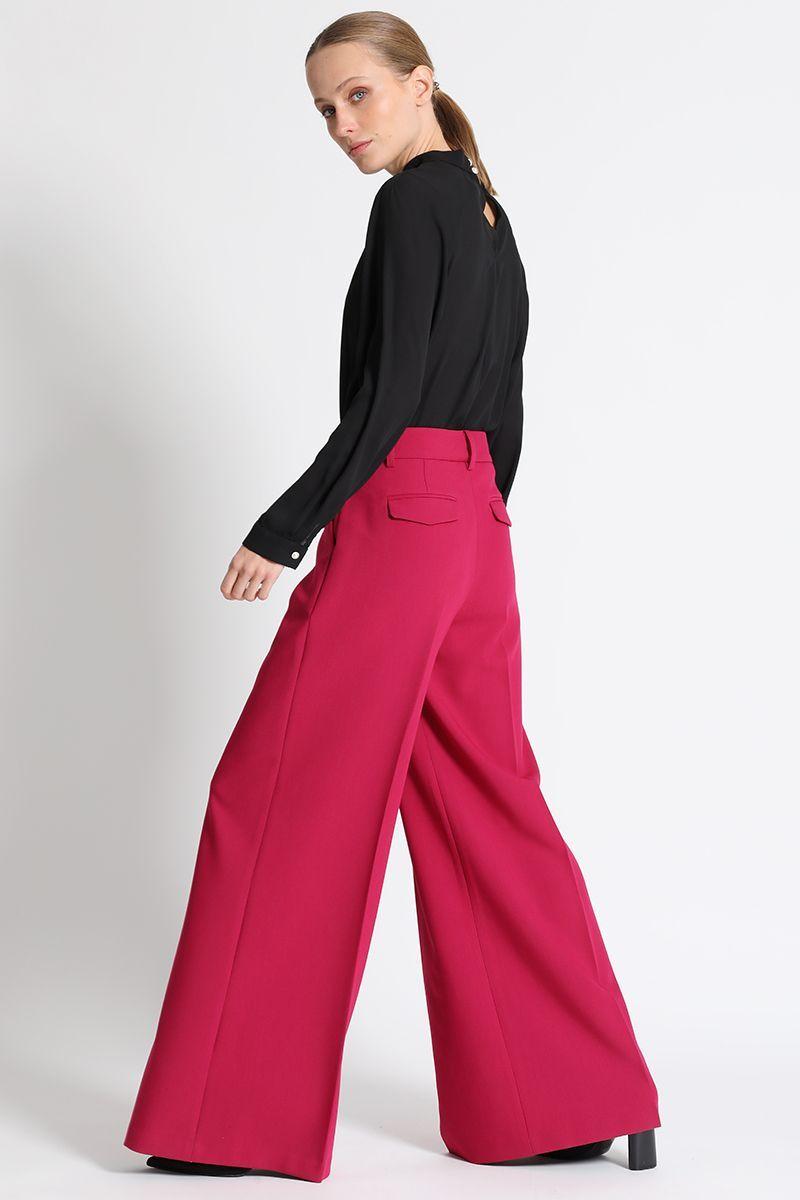 Pantalón Ancho Tiro Alto Fucsia Liola-1