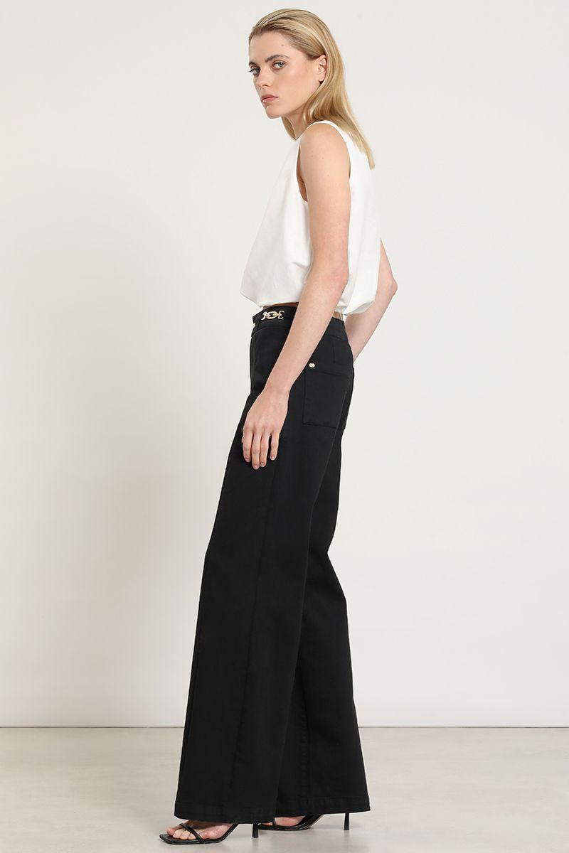 Jeans color straight, negro Liola-2