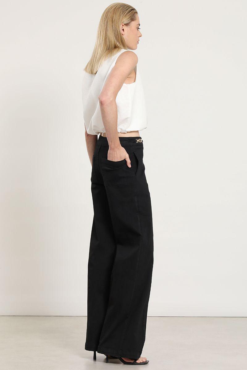 Jeans color straight, negro Liola-3