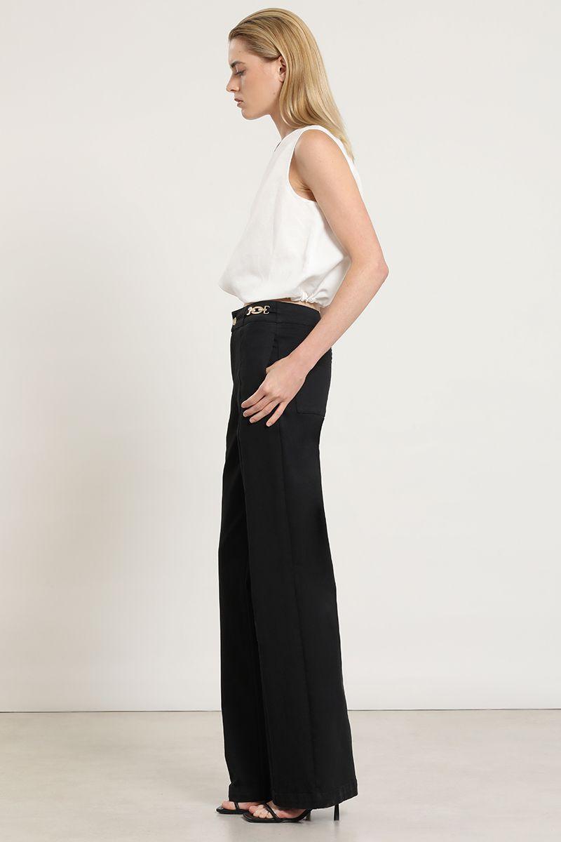Jeans color straight, negro Liola-6