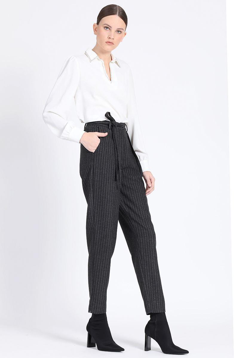 Pantalon Sastre Con Pinza, Raya Diplomatica, Gris Liola-3