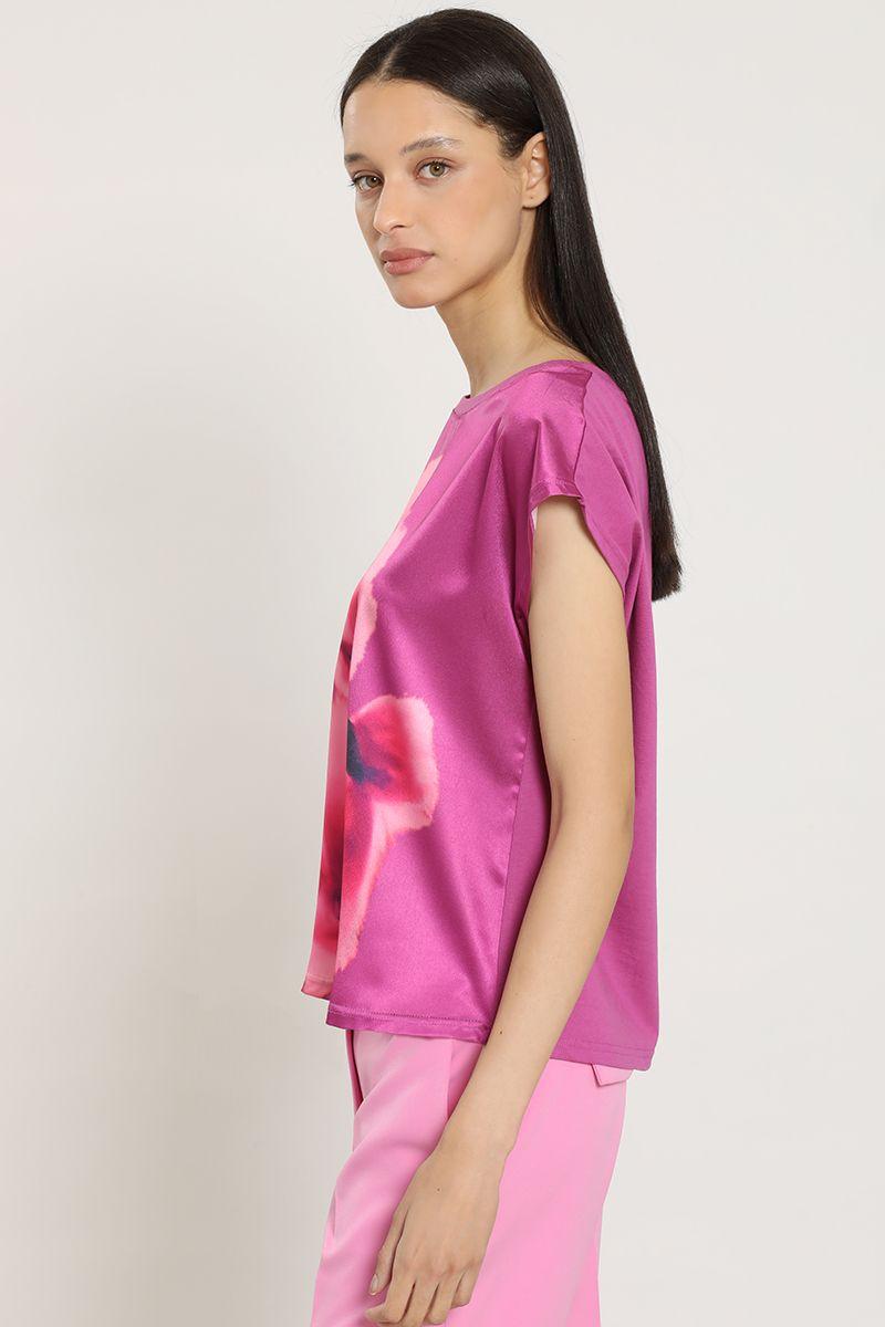 Polera satin, estampado, violeta Liola-4