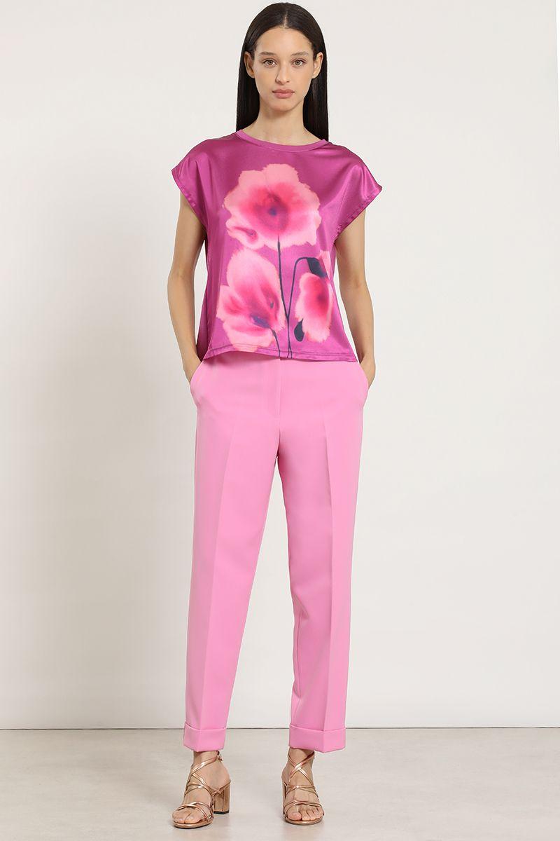 Polera satin, estampado, violeta Liola-5