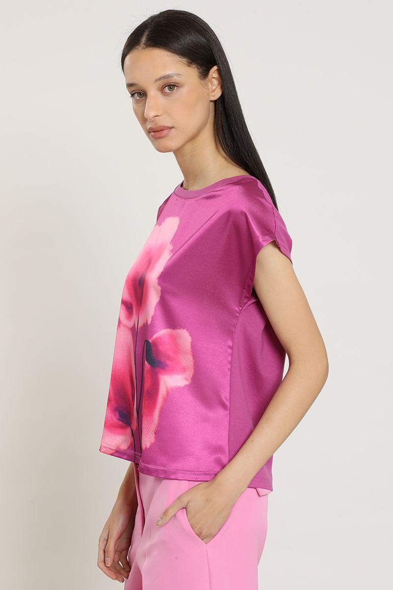 Polera satin, estampado, violeta Liola-6