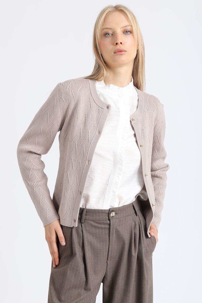 Cardigan Tejido Punto Fantasia, Beige Liola-0