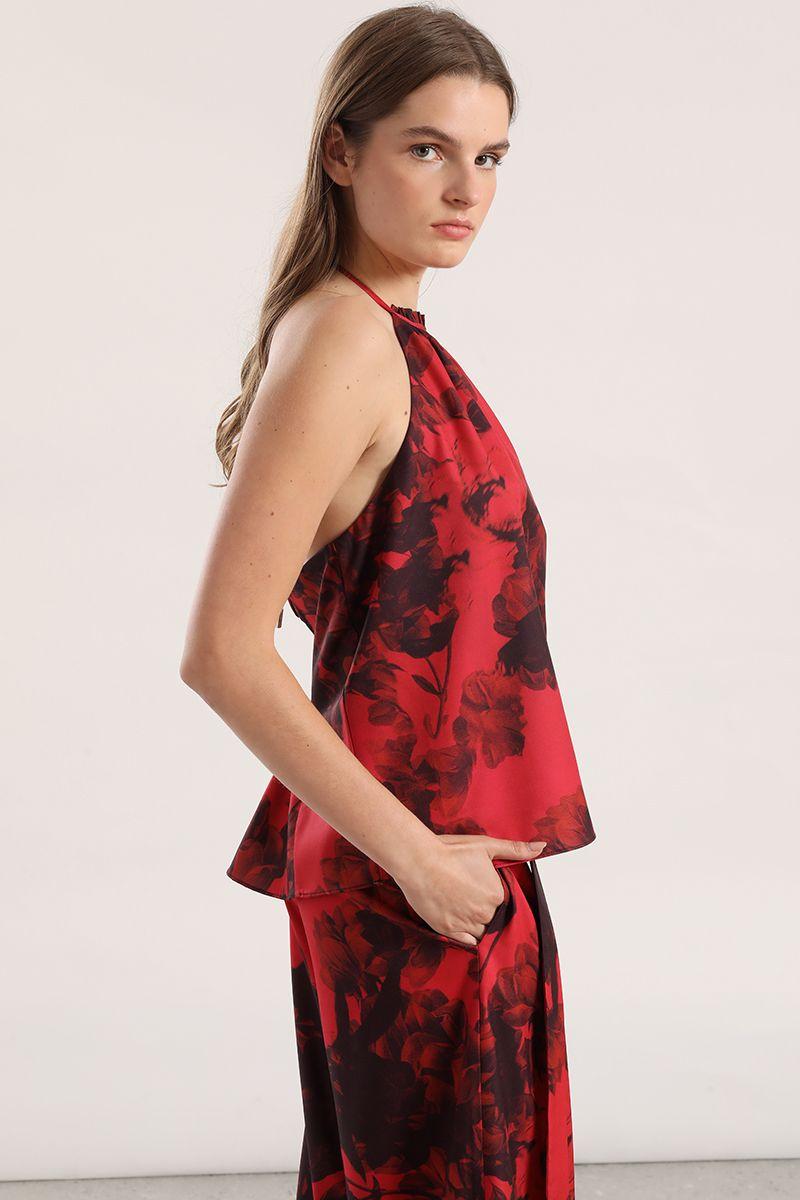 Top halter mujer Liola rojo-2