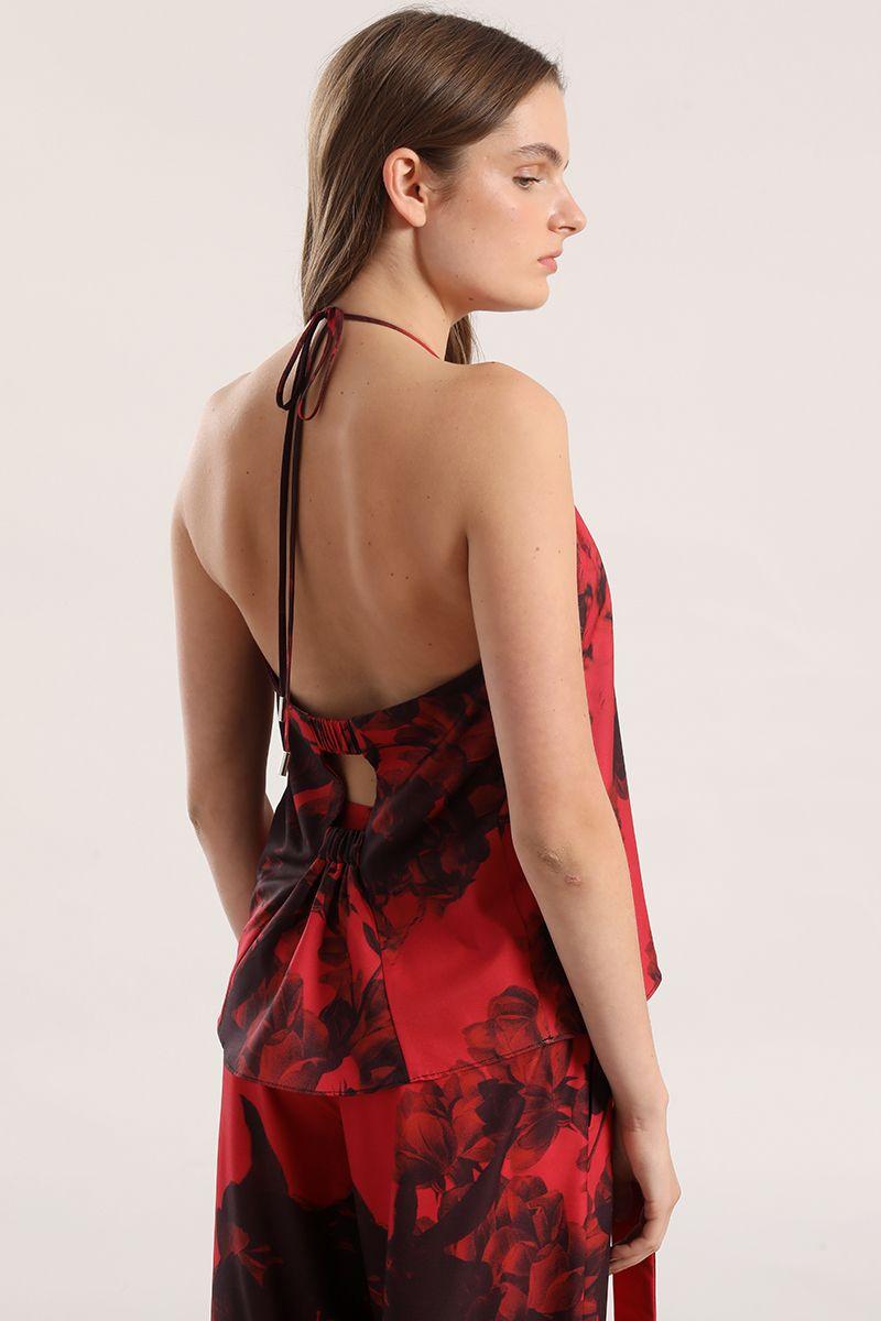 Top halter mujer Liola rojo-4