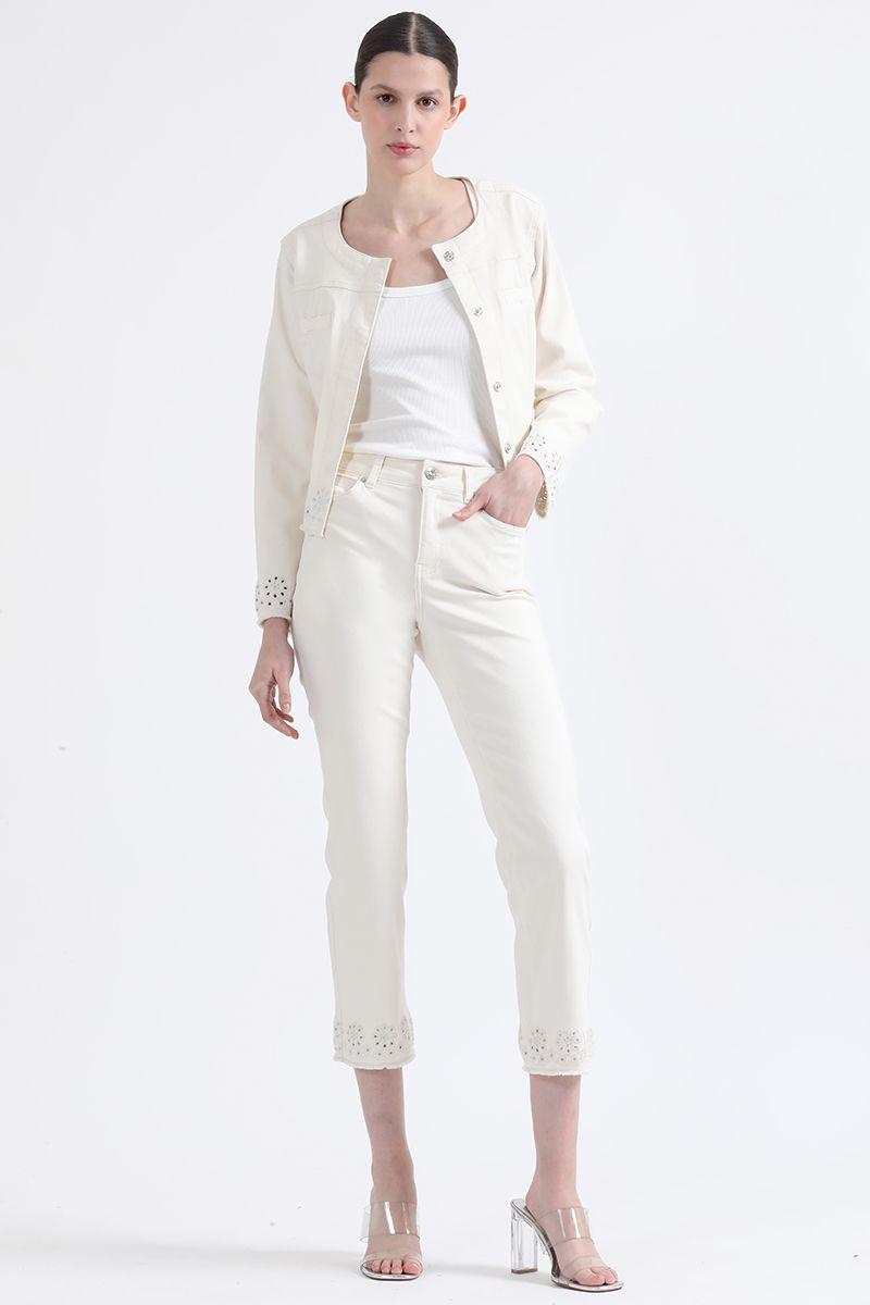 Chaqueta Bordado Rechelieu, Crudo Liola-1