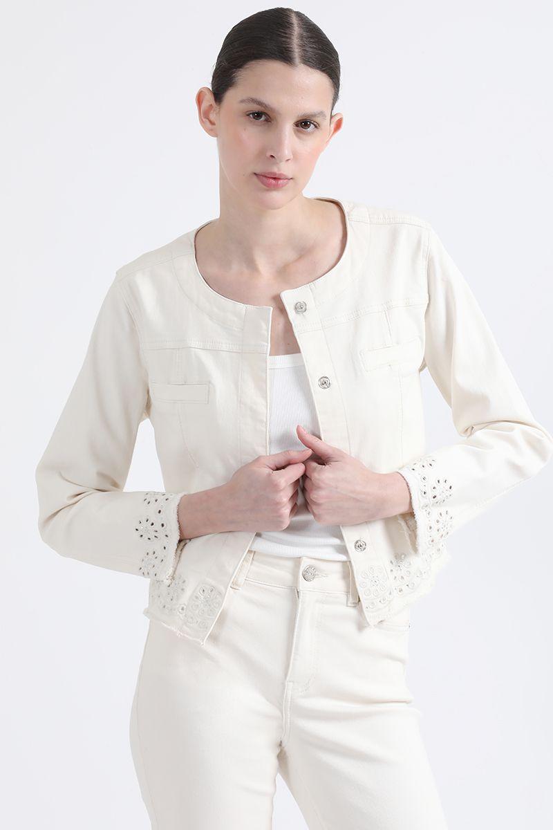 Chaqueta Bordado Rechelieu, Crudo Liola-2