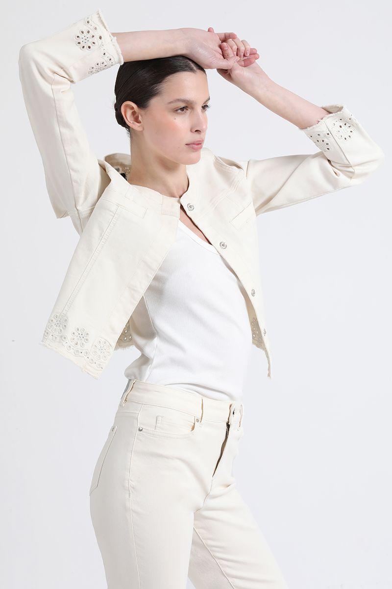 Chaqueta Bordado Rechelieu, Crudo Liola-4