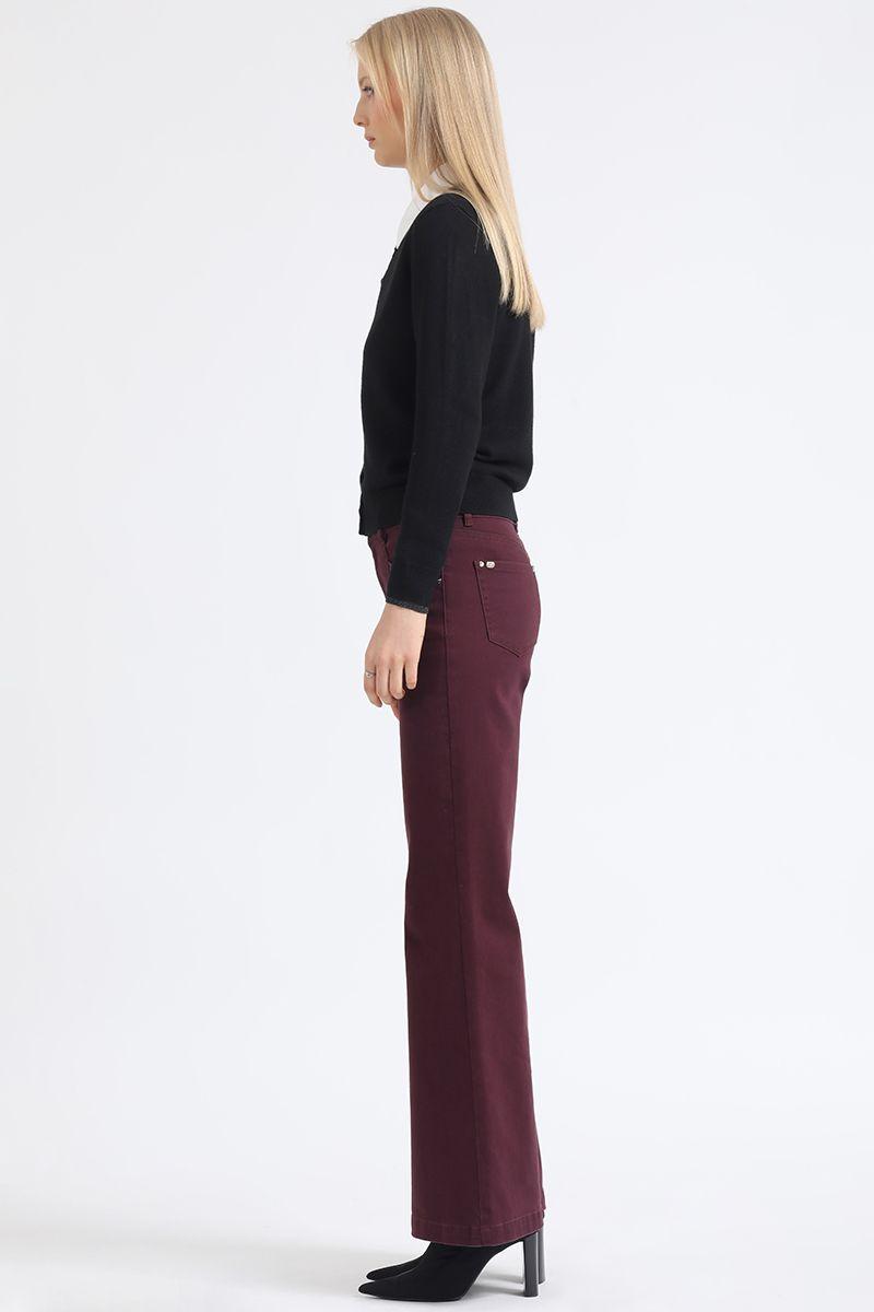 Jeans Palazzo Color, Tiro Medio, Vino Liola-4