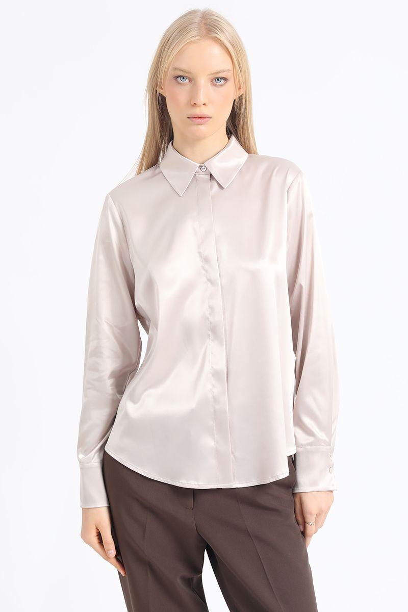 Blusa Basica Satin, Beige Liola-0